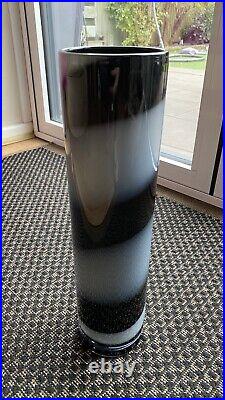 Kosta Boda Vase by Anna Ehrner Black and White Swirl 38.5 x 9.8 cms