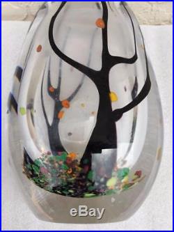 Kosta Boda Vicke Lindstrand Lu 1950's Unique Autumn Tree Leaves Glass Vase