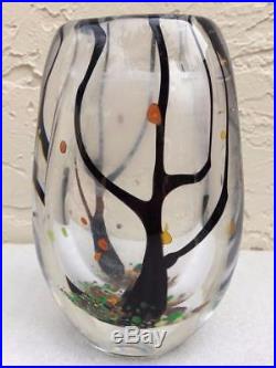 Kosta Boda Vicke Lindstrand Lu 1950's Unique Autumn Tree Leaves Glass Vase