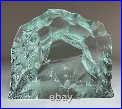 Kosta Boda Vicke Lindstrand Signed Polar Bear Art Glass Ice Block Paper Weight