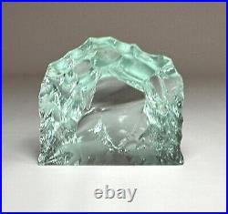 Kosta Boda Vicke Lindstrand Signed Polar Bear Art Glass Ice Block Paper Weight