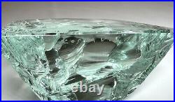 Kosta Boda Vicke Lindstrand Signed Polar Bear Art Glass Ice Block Paper Weight