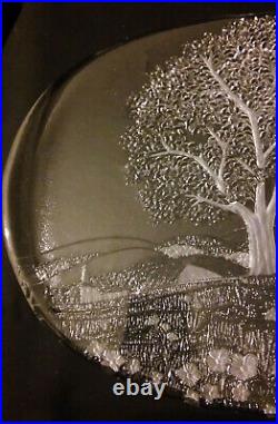 Kosta Boda Vintage Crystal Art Glass Plate Tray Platter Forest Holiday Gift BIG
