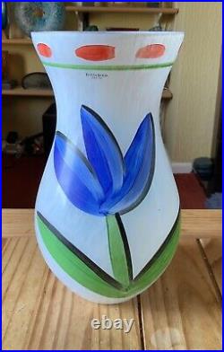 Kosta Boda Vintage Glass Vase with a Tulip Image & Signed