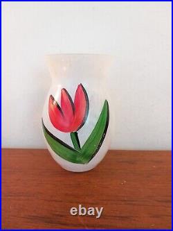 Kosta Boda Vintage Glass Vase with a Tulip Image & Signed