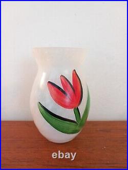 Kosta Boda Vintage Glass Vase with a Tulip Image & Signed