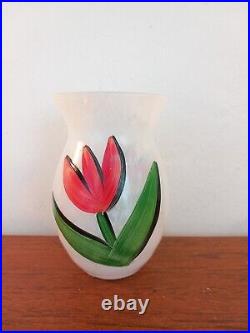 Kosta Boda Vintage Glass Vase with a Tulip Image & Signed