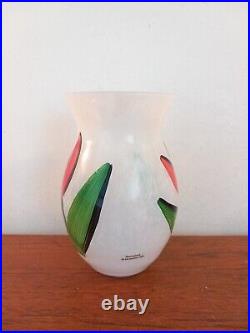 Kosta Boda Vintage Glass Vase with a Tulip Image & Signed