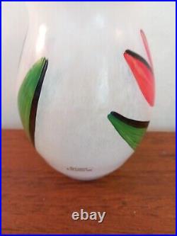 Kosta Boda Vintage Glass Vase with a Tulip Image & Signed