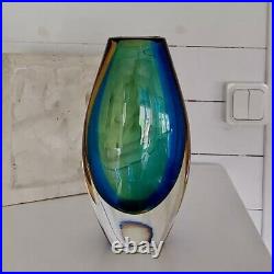 Kosta Boda Vintage Handmade Vicke Lindstrand Glass Vase Signed Multicolored Art