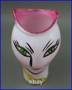 Kosta Boda Vintage Open Minds By Ulrica Hydman Vallien Pink Art Glass Vase 13.5