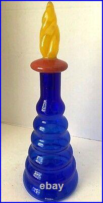 Kosta Boda Wahlstrom Art Deco Style Cobalt Blue Glass Decanter Signed Numbered