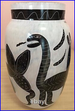 Kosta Boda White/black Signed Ulrica H V Caramba Vase