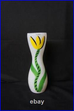 Kosta Boda Yellow Tulipa Tulip Vase Hand Painted Ulrica Hydman Vallien 10 1/4