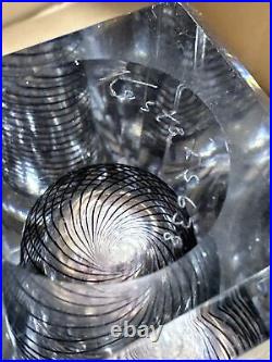 Kosta Boda art vase 8 sided Clear With Black Swirl signed Kosta LS 638 Rare