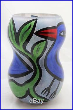 Kosta Boda glass art vase Birdy, design Ulrica Hydman Vallien, Sweden 35cm 13.8