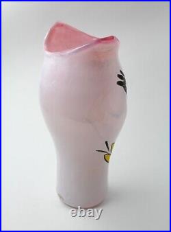 Kosta Boda open minds rosa, Ulrica Hydman Vallien Art Glass Vase Vintage 14