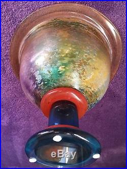 Kosta Boda signed K engman multi color large Can Can bowl 12.5 wide