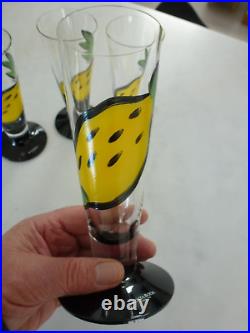 Kosta Boda tall drinks glasses X 4 by Ulrica Hydman Vallian in Lemons Pattern