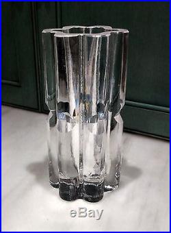 Kosta Goran Warff Ribbed Cut Glass Mid Century Vase