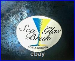 Kosta Sea Glasbruk Art Glass Torso Vase Iridescent Cobalt Blue Sweden