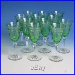Kosta Sweden Art Glass Green Cut Glass 12 Wine Glasses Goblets