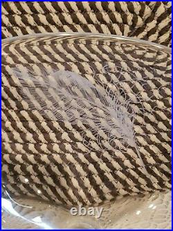 Kosta Sweden Footed Etched Feathers Glass Pedestal Bowl Vase Vicke Lindstrand