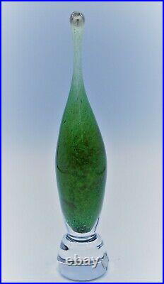 Kosta Vicke Lindstrand. Art Object Standing Bird In Green Signed. Very Rare