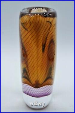 Kosta Vicke Lindstrand. Dubble Cased Vase In Amber With Purple Threats