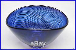 Kosta Vicke Lindstrand. Early Bowl Lc15 In Blue And Brown. Signed