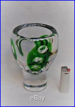 Kosta Vicke Lindstrand. Large And Heavy Serica Vase In Green And Clear Glass