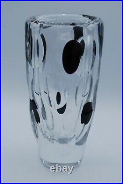 Kosta Vicke Lindstrand. Large And Heavy Vase With Cut And Black Dots. Signed