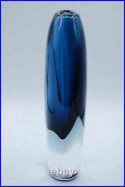 Kosta Vicke Lindstrand. Large Thickwalled Sommerso Vase In Blue. Signed