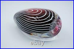 Kosta Vicke Lindstrand. Overlay Oval Vase Zebra In Red And White. Wanted