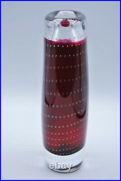 Kosta Vicke Lindstrand. Overlay Vase In Red With Controled Airbubbles. Signed