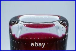 Kosta Vicke Lindstrand. Overlay Vase In Red With Controled Airbubbles. Signed
