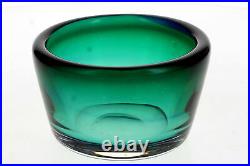 Kosta Vicke Lindstrand bowl Mid Century Green Swedish art glass (Boda)