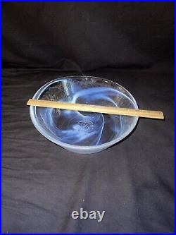 Kosta boda bowl clear blue swirl glass 10