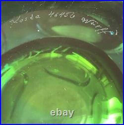 LARGE Signed GORAN WARFF KOSTA BODA Vase Mid-Century Solid Green Blue Glass H 8