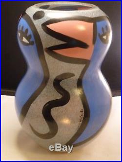 LARGE Vintage Kosta Boda Ulrican Uhvin Art Glass Bird Vase Signed 11