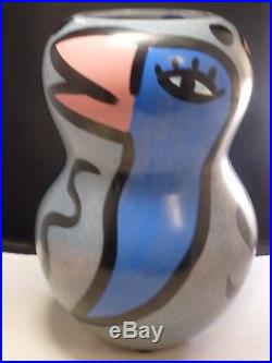 LARGE Vintage Kosta Boda Ulrican Uhvin Art Glass Bird Vase Signed 11