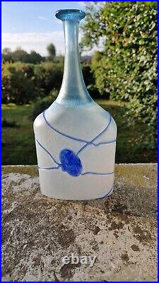 Large Bertil Vallian Glass Carafe Galaxy Blue Kosta Boda Signed & Numbered