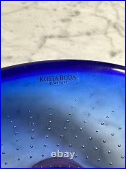 Large Kosta Boda Blue Centerpiece Signed Gwarh Goran Warff 8