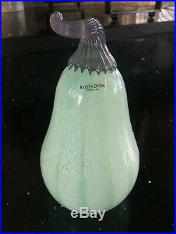 Large Kosta Boda Gunnel Sahlin Glass Fruitteria Green Pumkin/Pumpa/Gourd