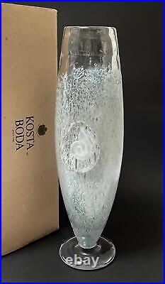 Large Kosta Boda Kjell Engman Swedish Art Glass Fossil Vase Signed Boxed As New
