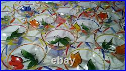 Large Lot TULIP Pattern Art Glass Dinnerware Outdoors Kosta Boda Handpainted I. G