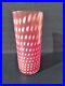 Large Modern Signed Wahlstrom Kosta Boda Tones Cranberry Red Dot Art Glass Vase