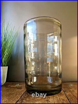 Large Scandinavian Kosta Boda Smoke Grey Optic Ribbed Glass Vase By Elis Bergh
