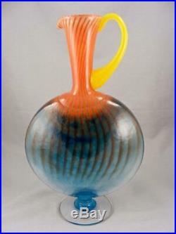 Large Signed Kjell Engman For Kosta Boda Art Glass Bonbon Ewer/pitcher 89066