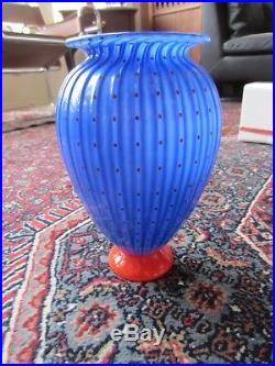 Large Transjo Hytta Sweden 9 Art Glass Vase Vintage Kosta Boda Masters Blue